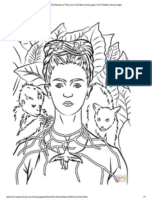 Frida kahlos enduring symbolism a coloring page depicting the artists famed self