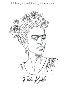 Frida kahlo coloring sheet by the mindful maestra tpt