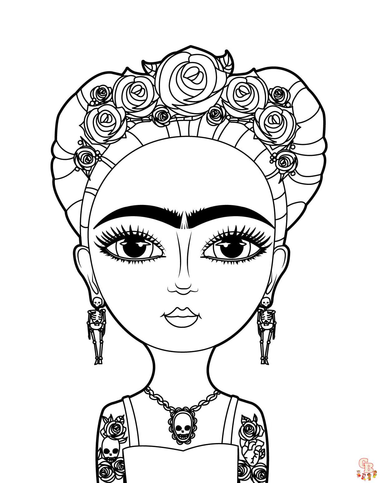 Printable frida kahlo coloring pages free for kids and adults