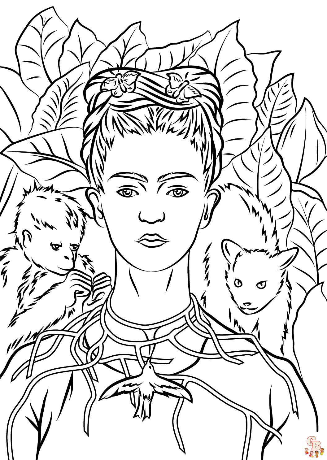 Printable frida kahlo coloring pages free for kids and adults