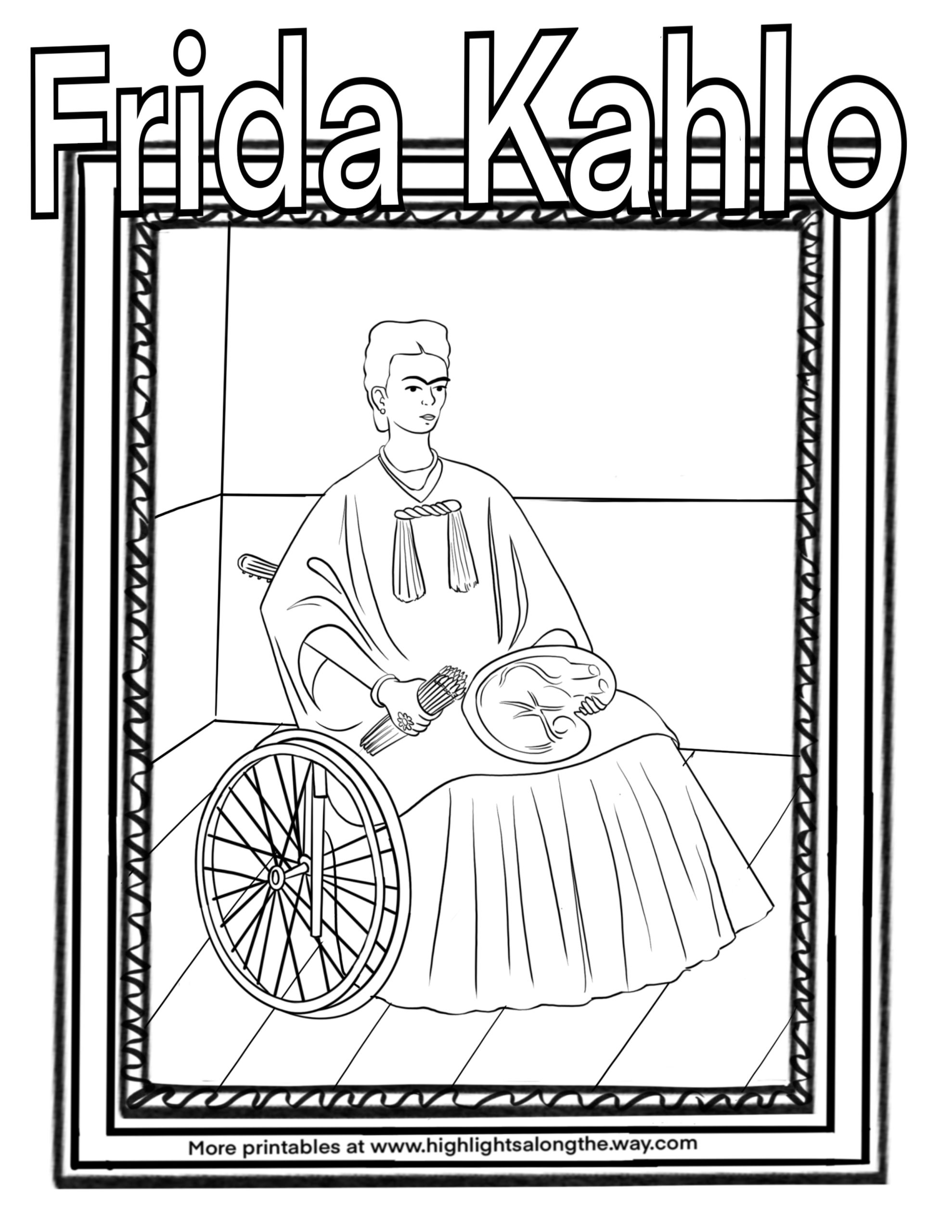 Frida kahlo coloring page instant download