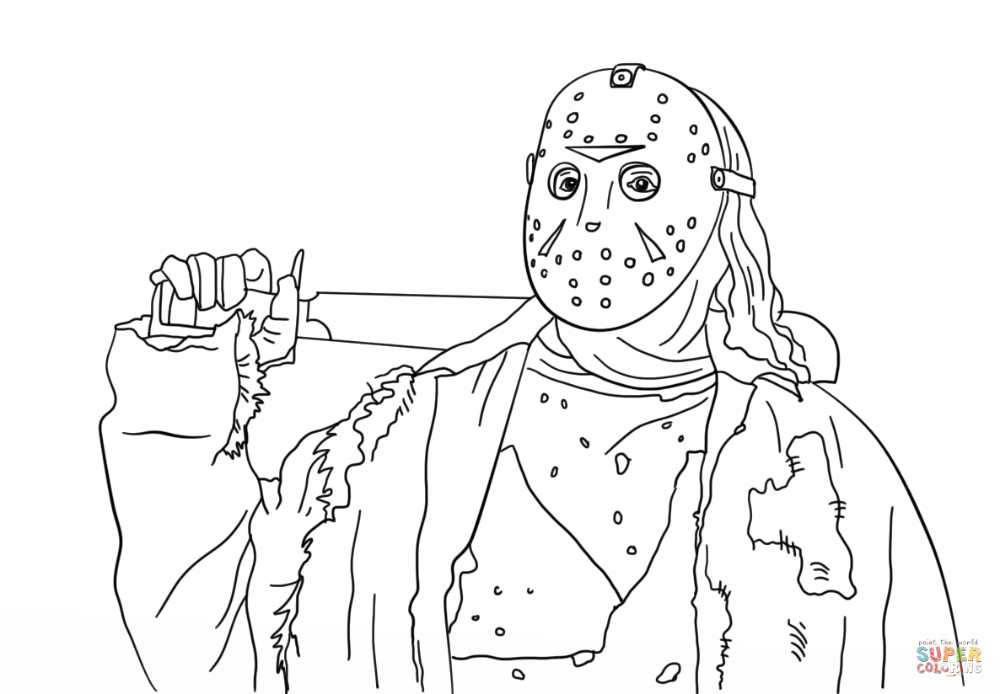 Friday the th jason coloring page free printable coloring pages coloring pages cartoon coloring pages jason voorhees drawing