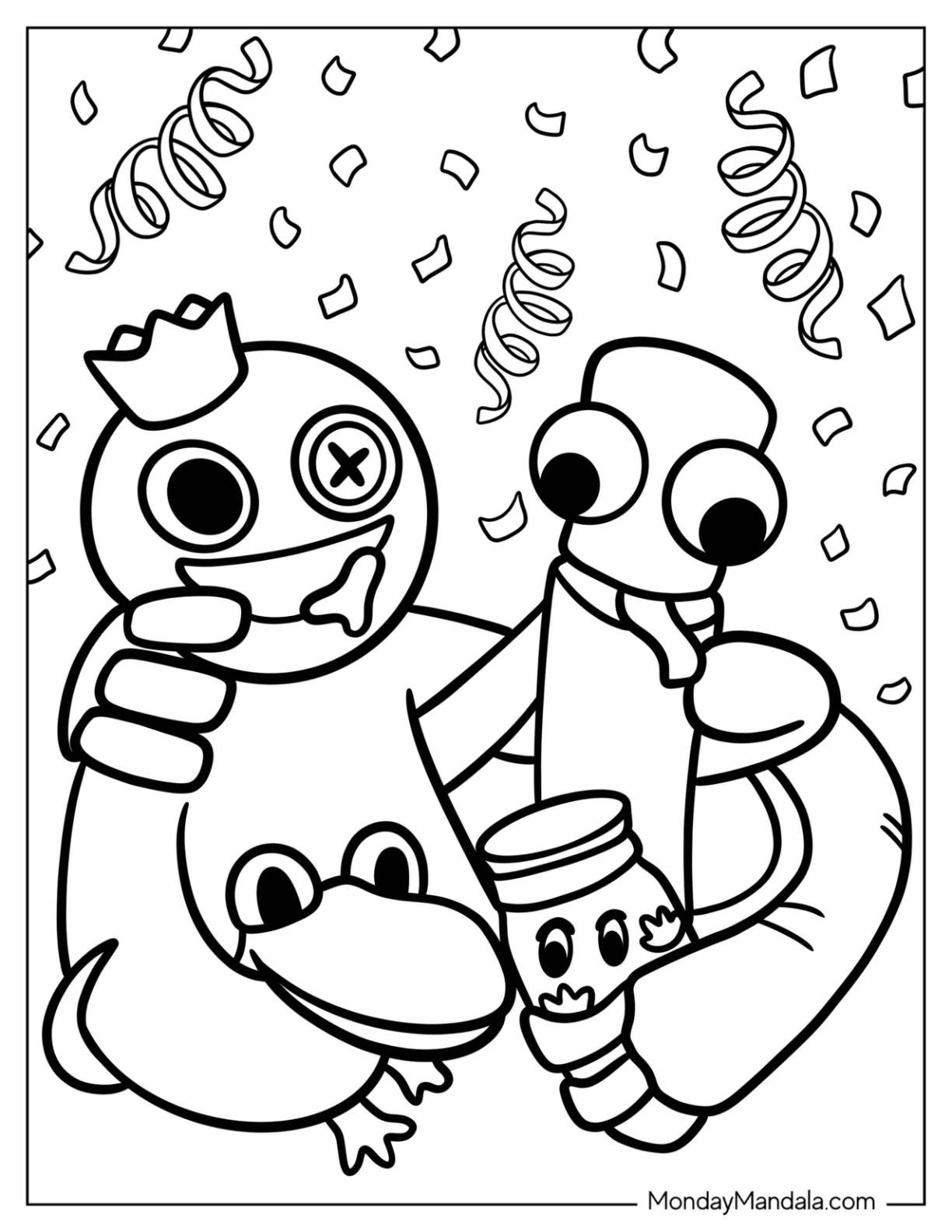 Rainbow friends coloring pages free pdf printables