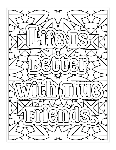 Premium vector best friend quotes coloring pages for kdp coloring pages