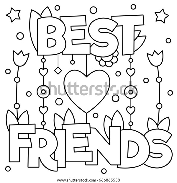 Best friends coloring page vector illustration stock vector royalty free