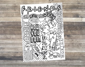 Friends adult coloring sheet instant download