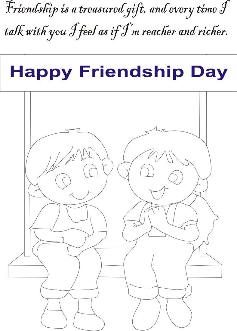 Friendship day coloring page for kids