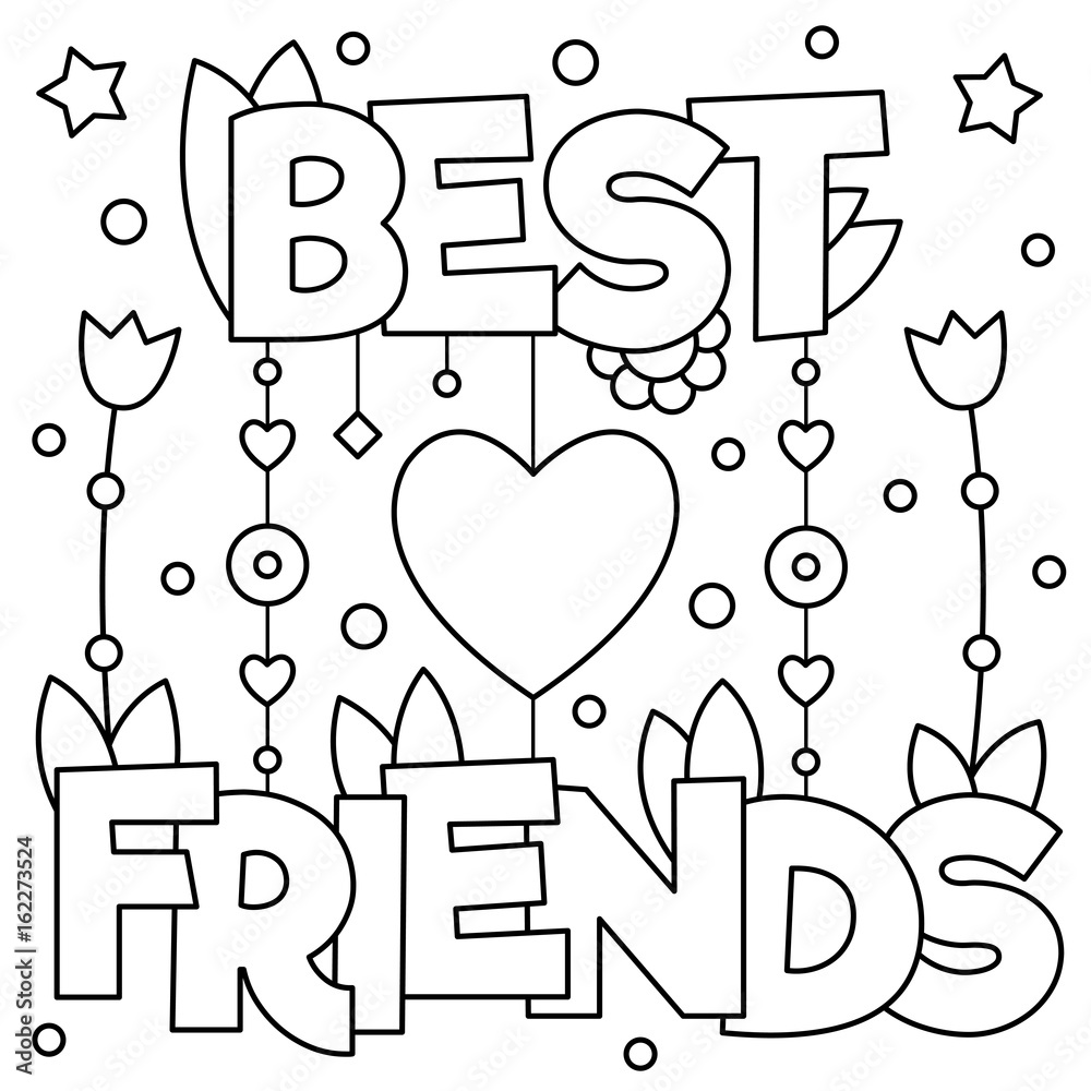 Best friends coloring page vector illustration vector