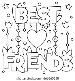 Best friends coloring page vector illustration stock vector royalty free