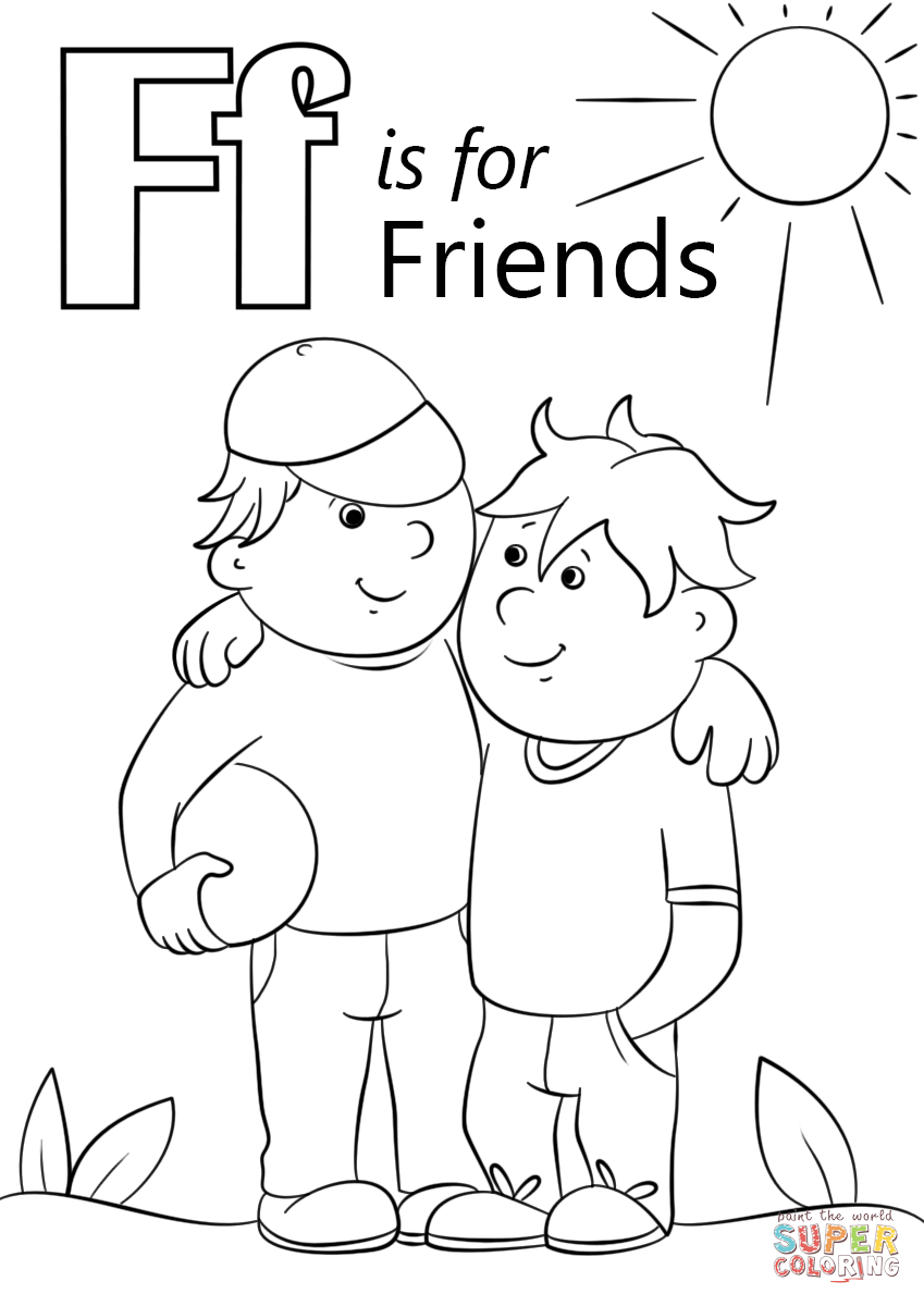 Letter f is for friends coloring page free printable coloring pages