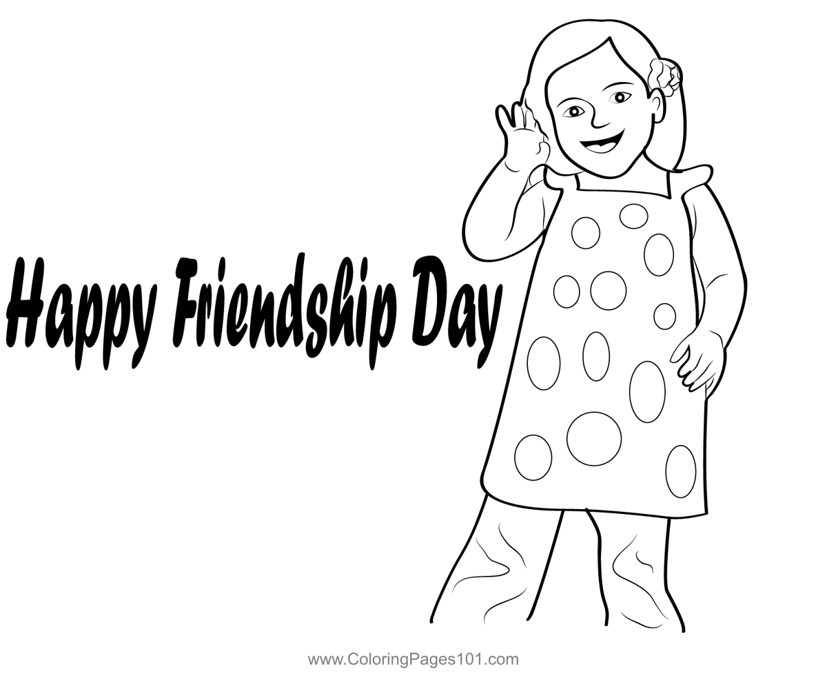 Friendship day beautiful girl coloring page for kids