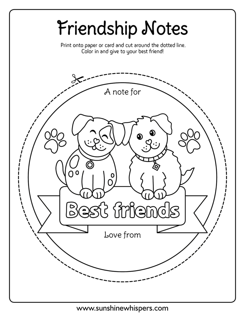 Super cute best friends coloring page notes