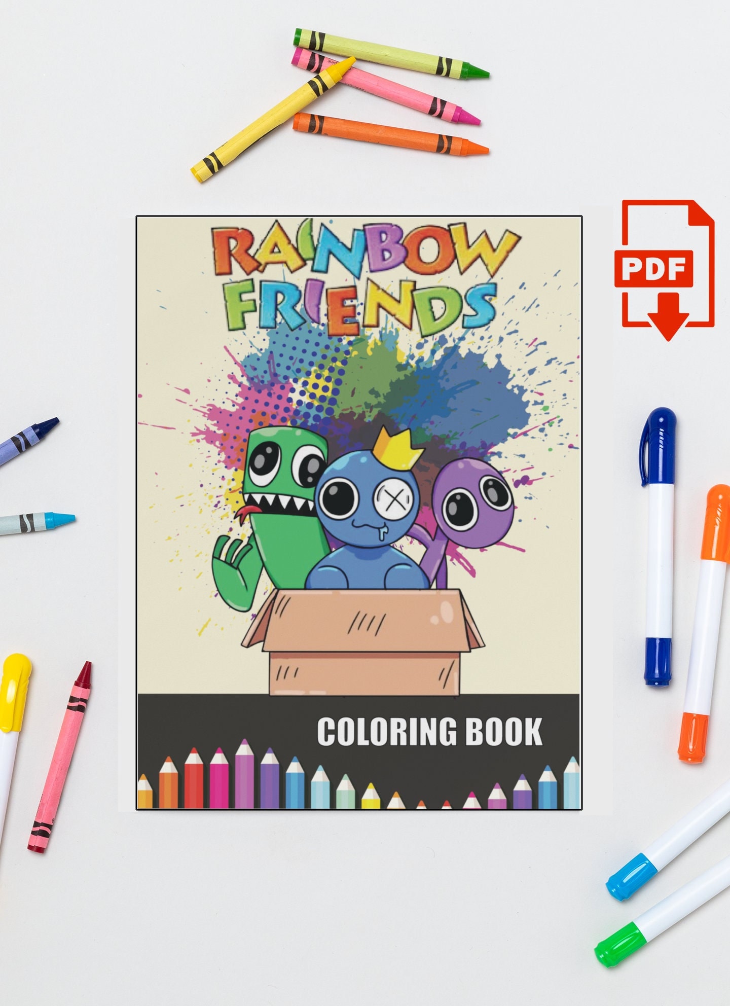 Rainbow friends pdf coloring pages printable pdf rainbow friends coloring book