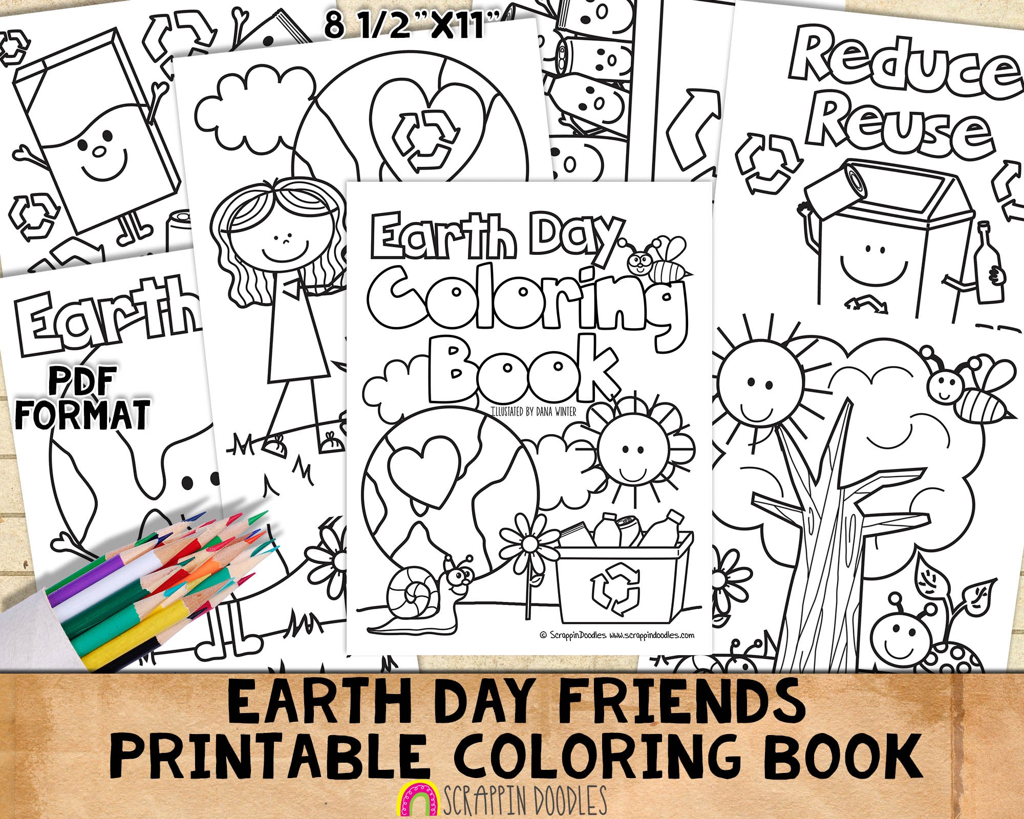 Earth day friends coloring book