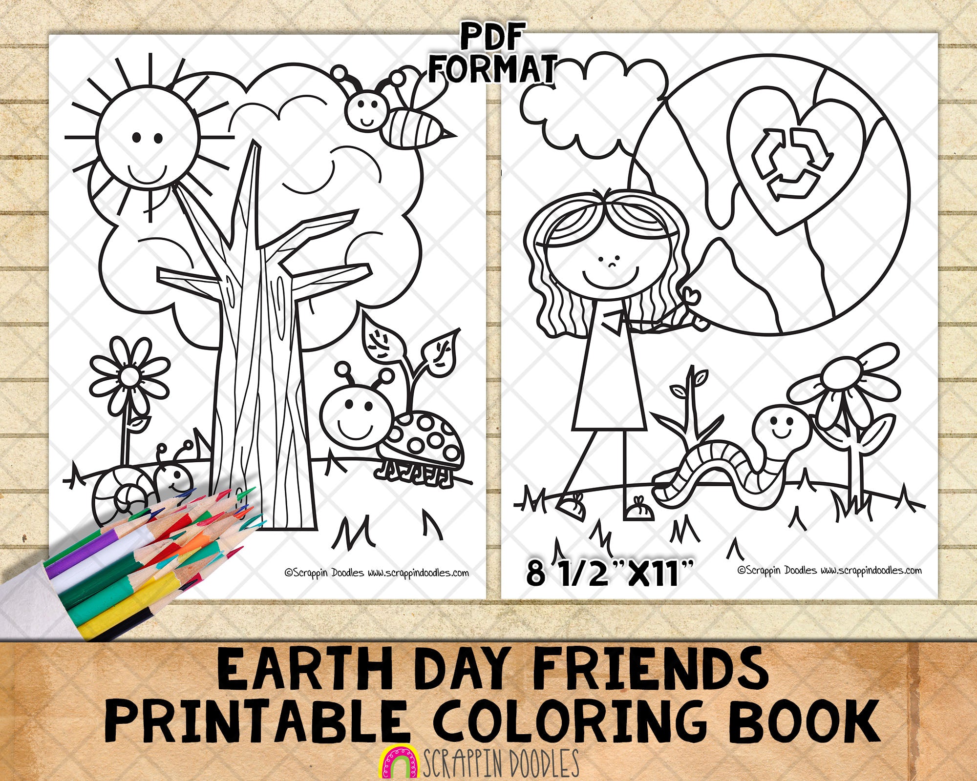 Earth day friends coloring book