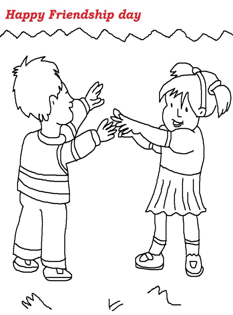 Friendship day printable coloring page for kids