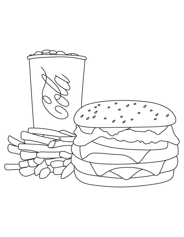 Coloring pages cola fries burger coloring pages