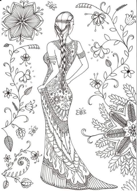 Coloring page woman coloring pages adult coloring pages colorful art