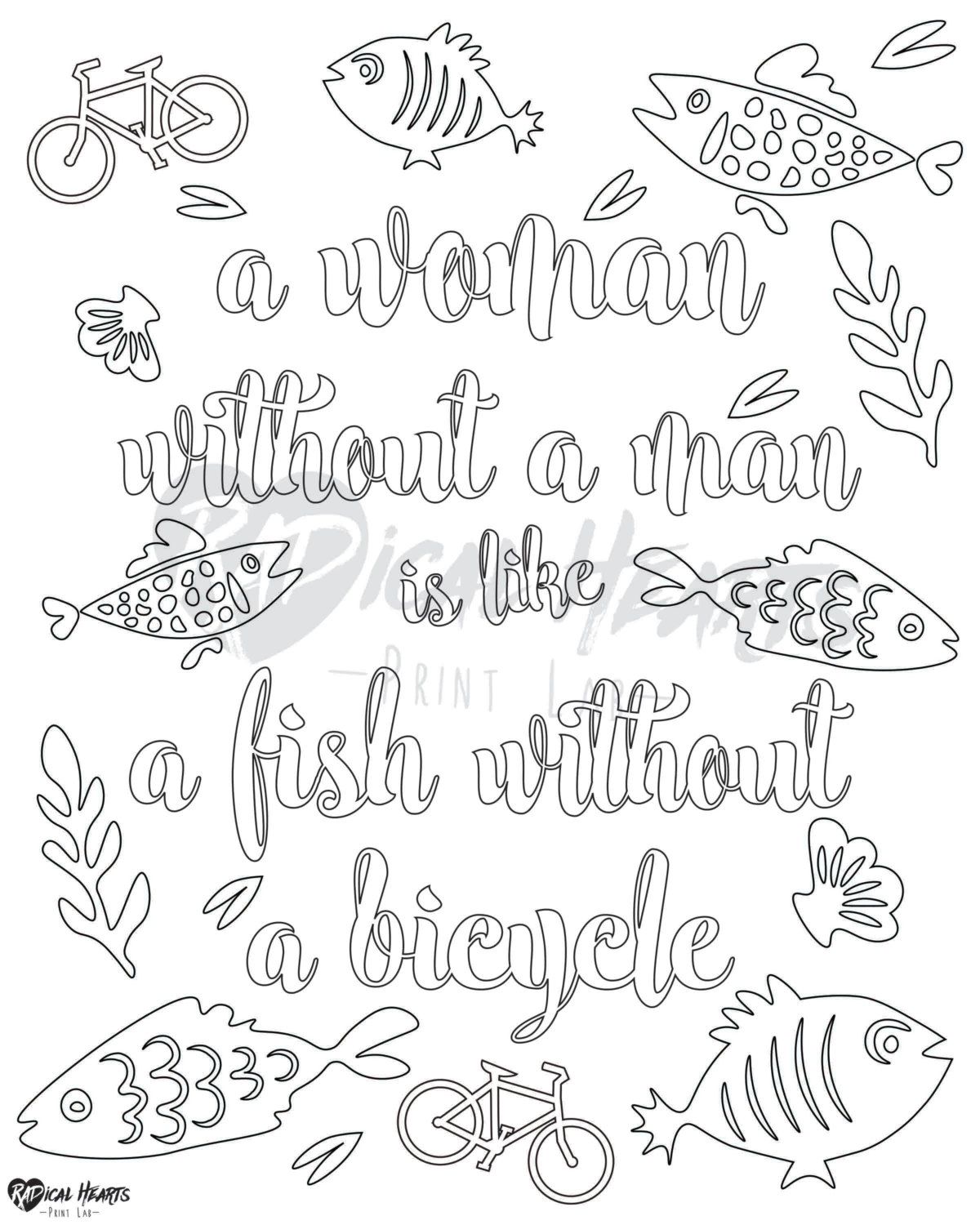 Feminist printable coloring page