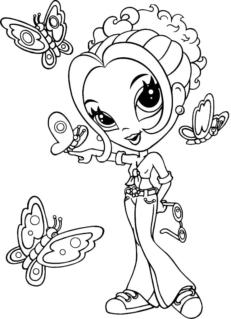 Lisa frank and butterflies coloring page