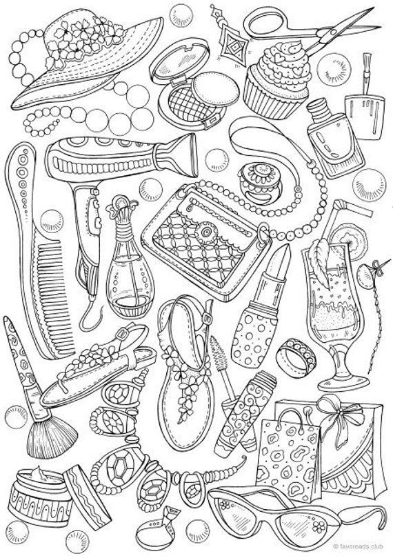 Girly fashion printable adult coloring page from favoreads coloring book pages for adults and kids coloring sheets coloring designs