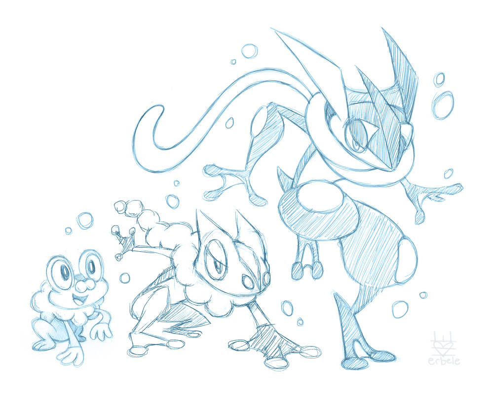 Froakie evolution sketch by erbydraws on