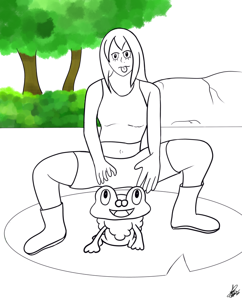 Coloring page of tsu x froakie