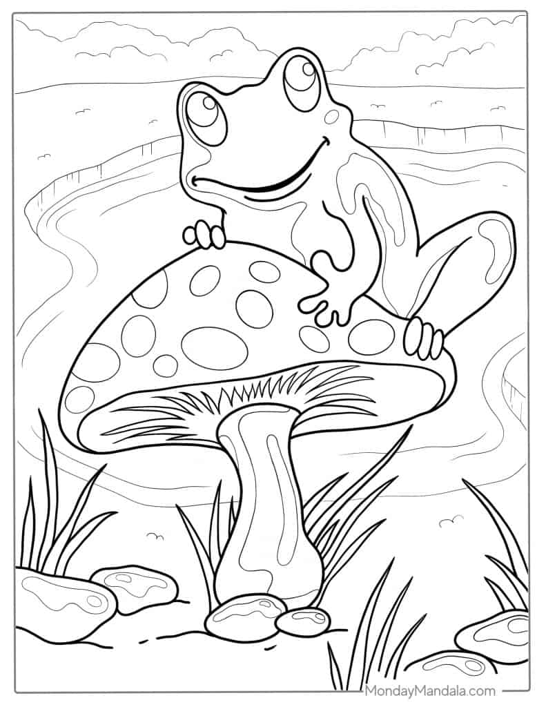 Frog coloring pages free pdf printables