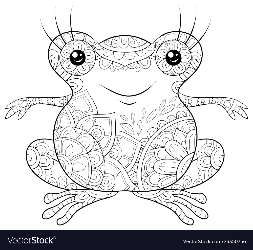 Adult coloring bookpage a cute frog image vector image