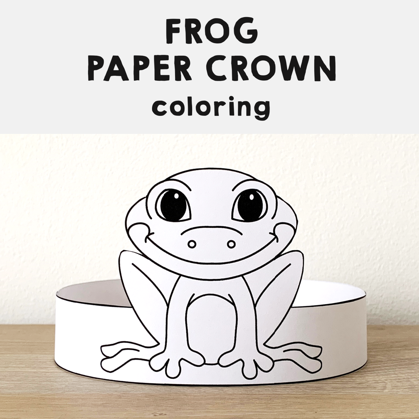 Frog paper crown printable pond animal coloring craft made by teachers