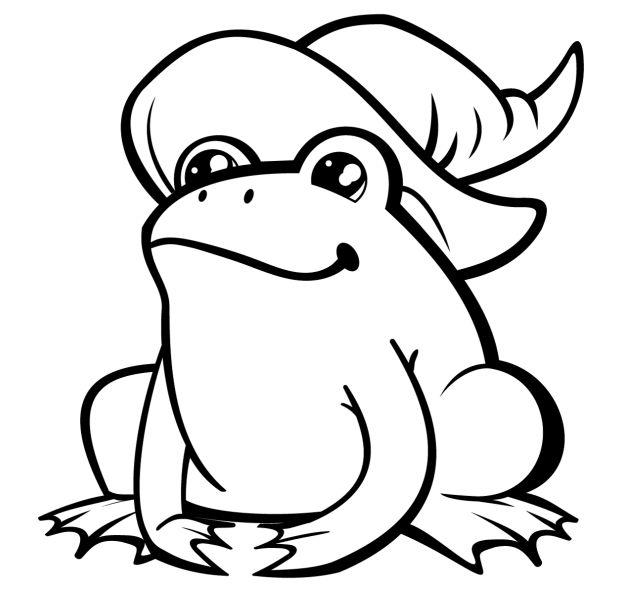 Frog in witch hat coloring page frog coloring pages coloring pages cute frogs
