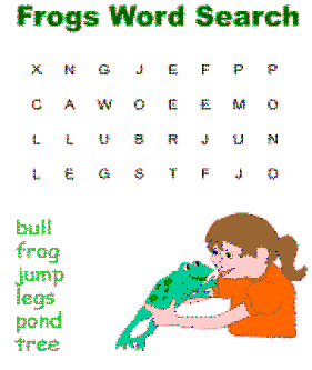 Frogs word search puzzles