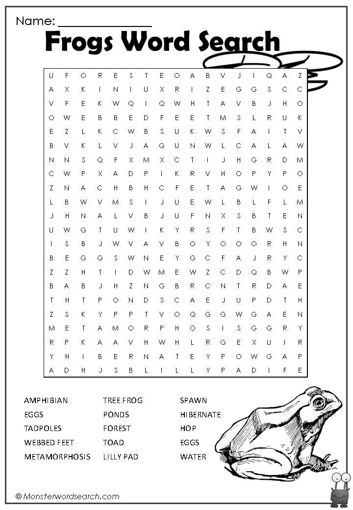 Awesome frogs word search words word search word find