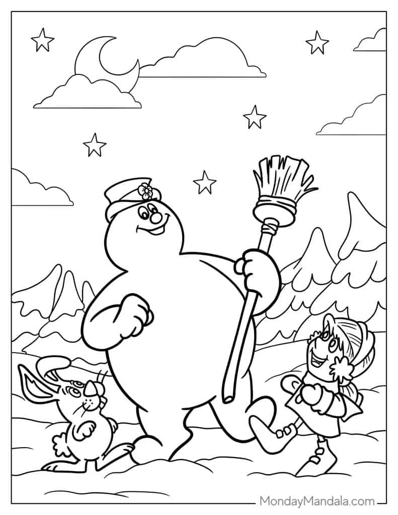 Snowman coloring pages free pdf printables