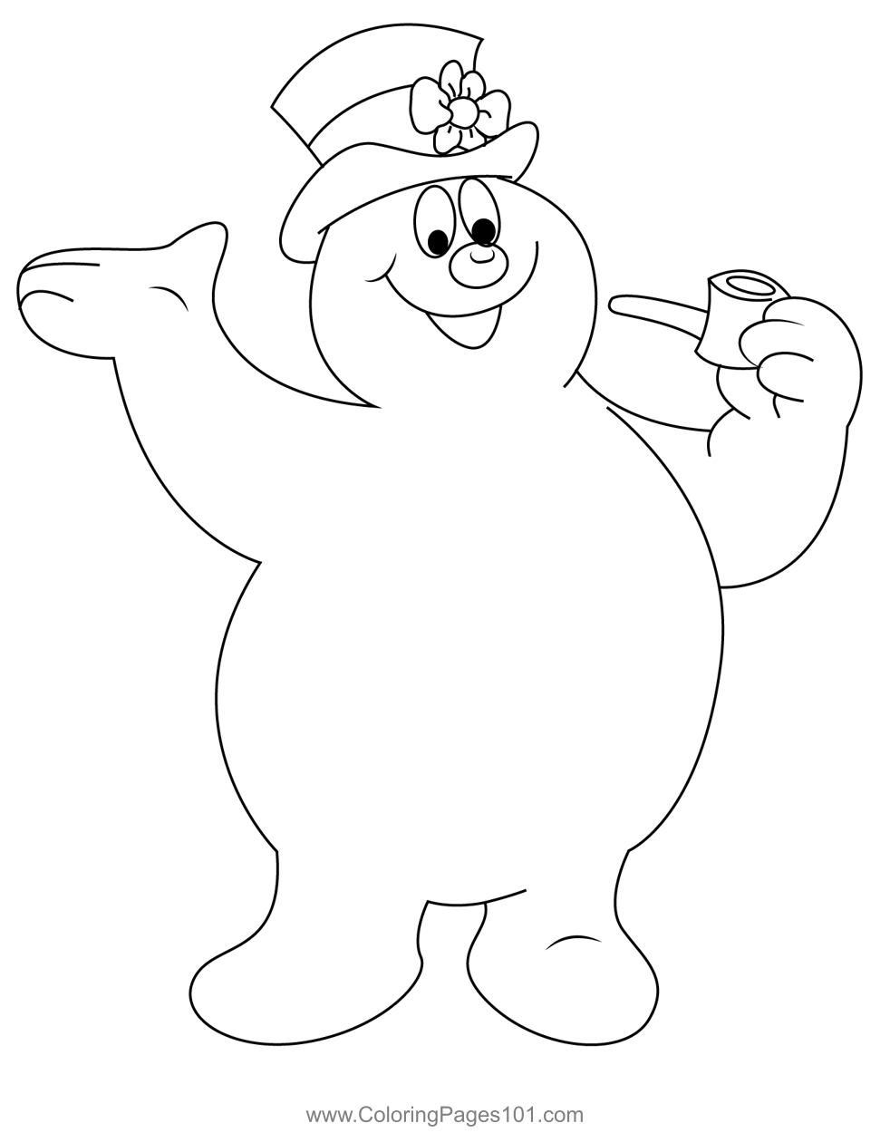 Happy frosty the snowman coloring page for kids