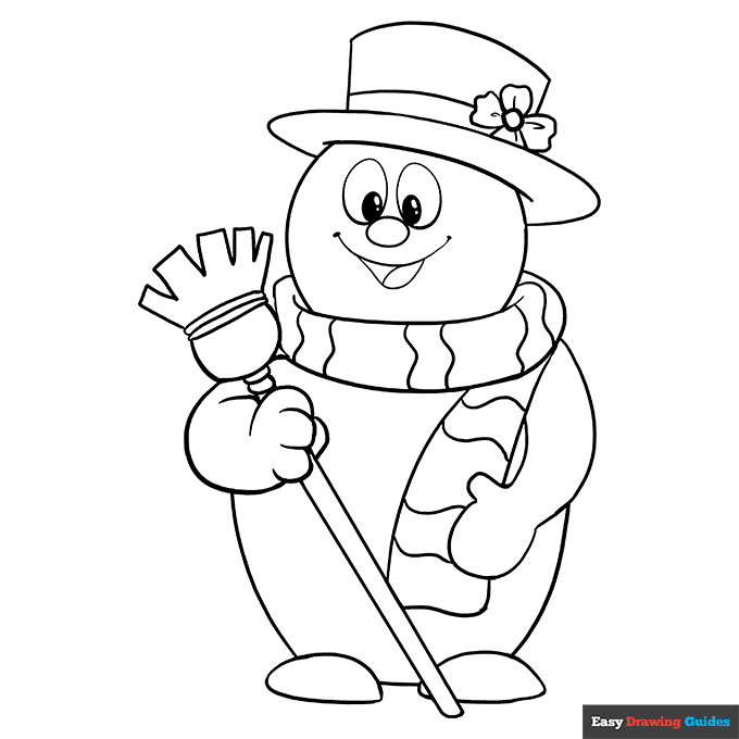 Frosty the snowman coloring page easy drawing guides