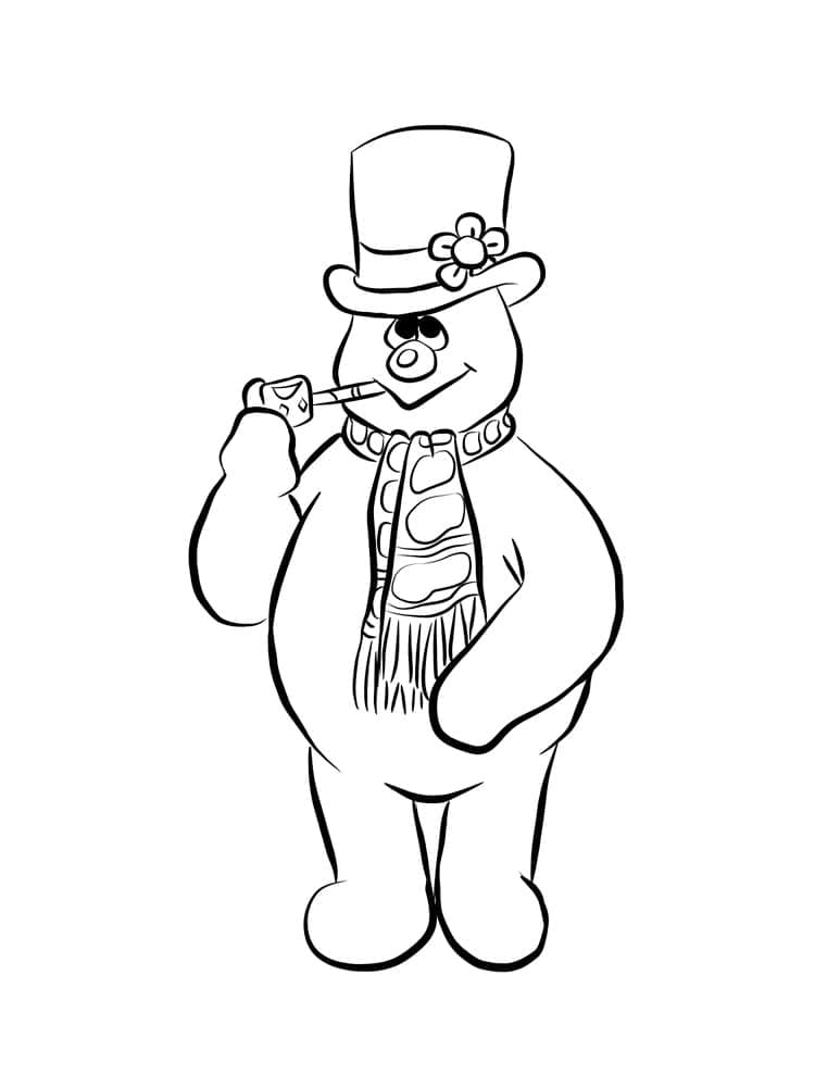 Cute frosty the snowman coloring page
