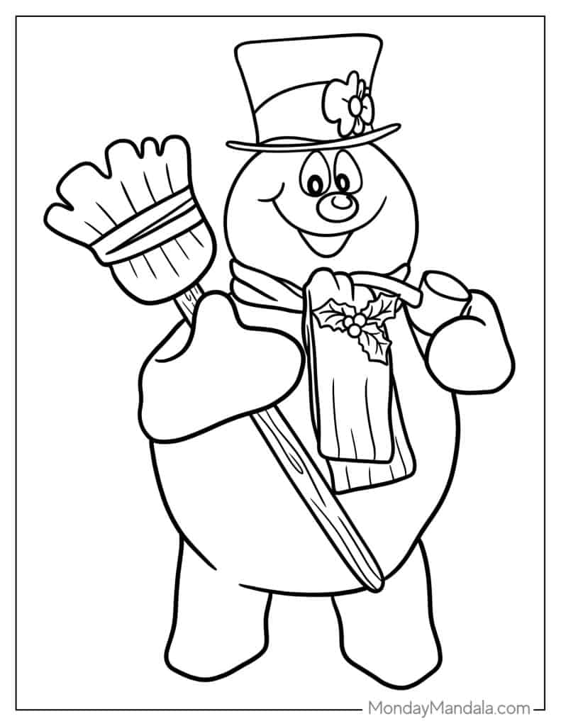 Snowman coloring pages free pdf printables