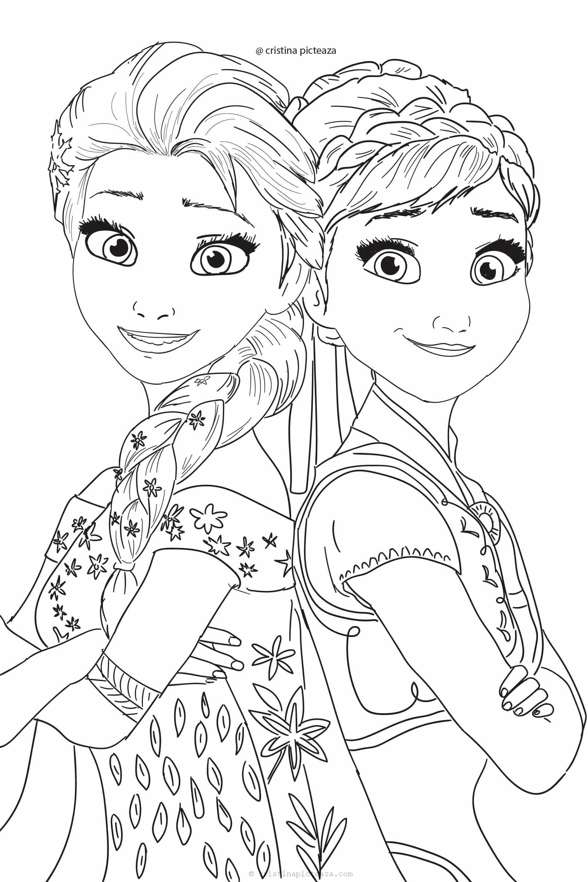 Frozen coloring pages â elsa and anna coloring