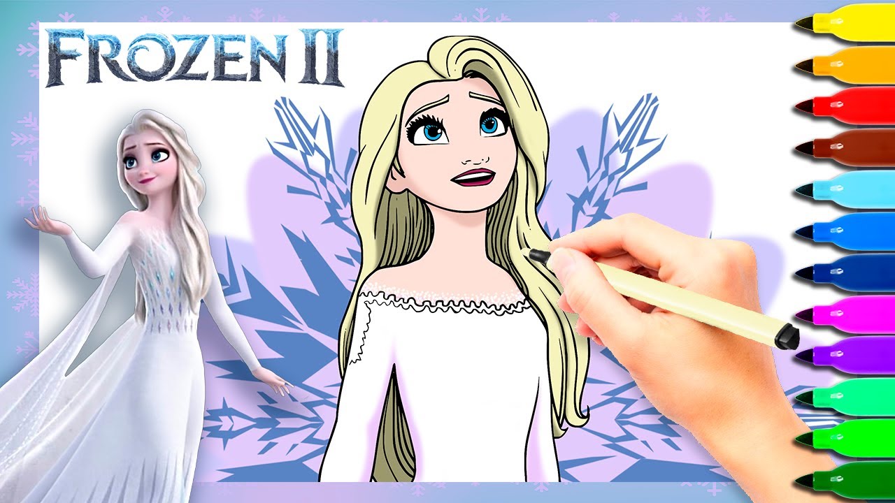 Coloring elsa with her hair down frozen coloring pages