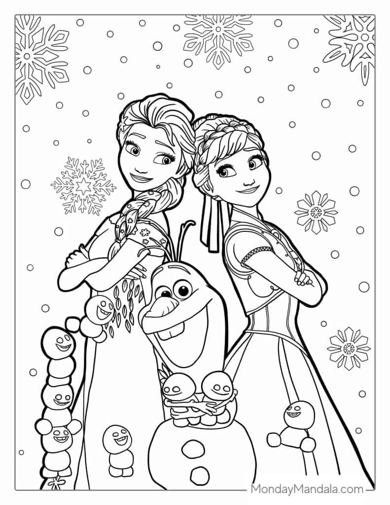 Frozen coloring pages free pdf printables