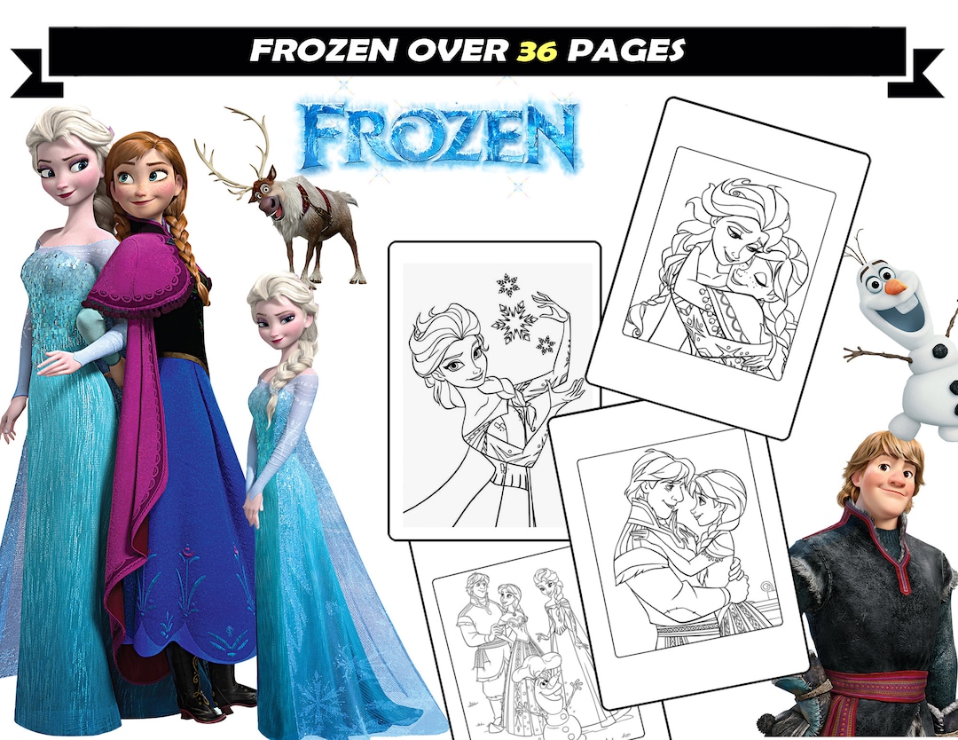 Elsa anna olaf coloring pages for girls frozen cartoon coloring book for kids instant download printable coloring sheets for children