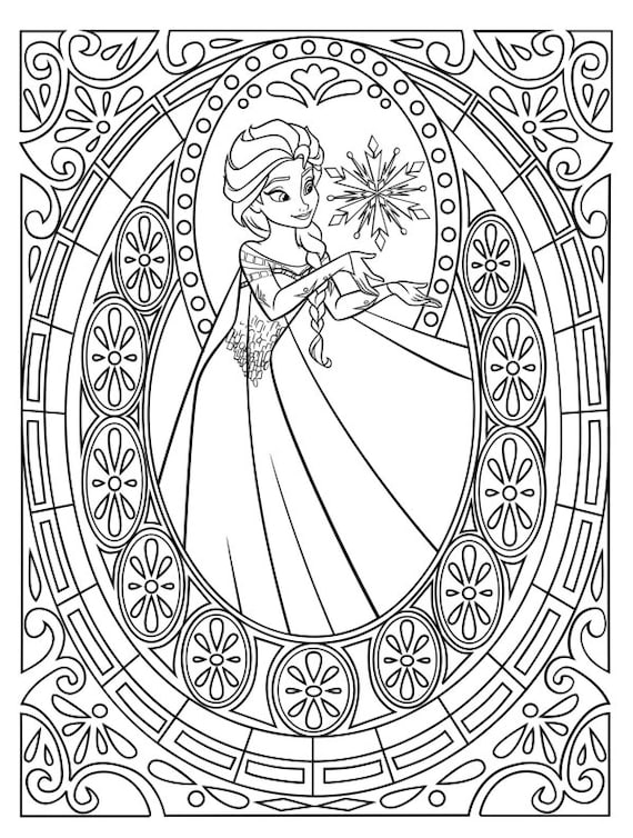 Digital anna elsa frozen colouring pages