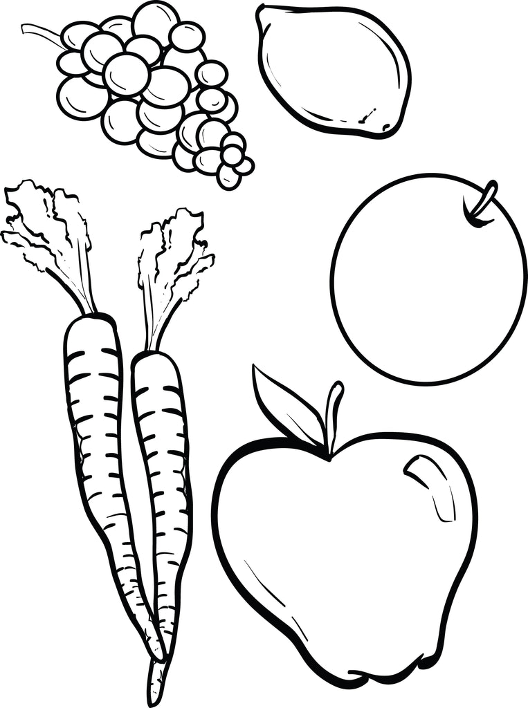 Printable fruits and vegetables coloring page for kids â