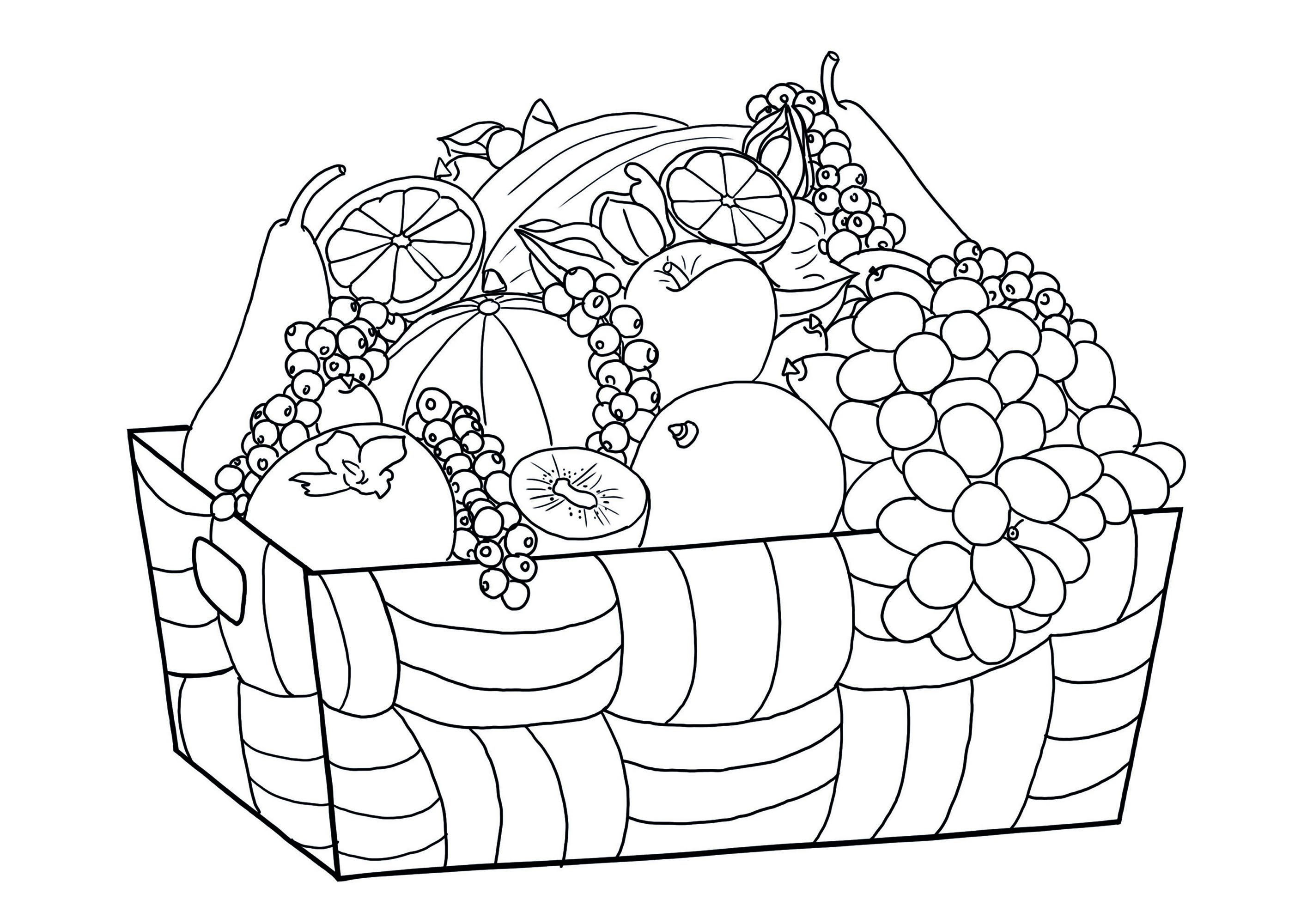 Fruit basket to color