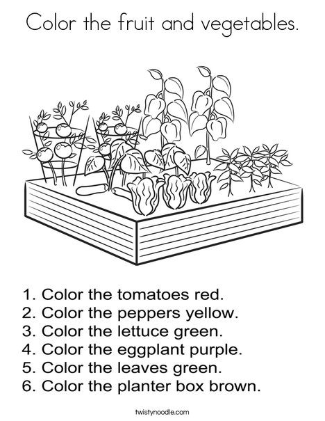 Color the fruit and vegetables coloring page