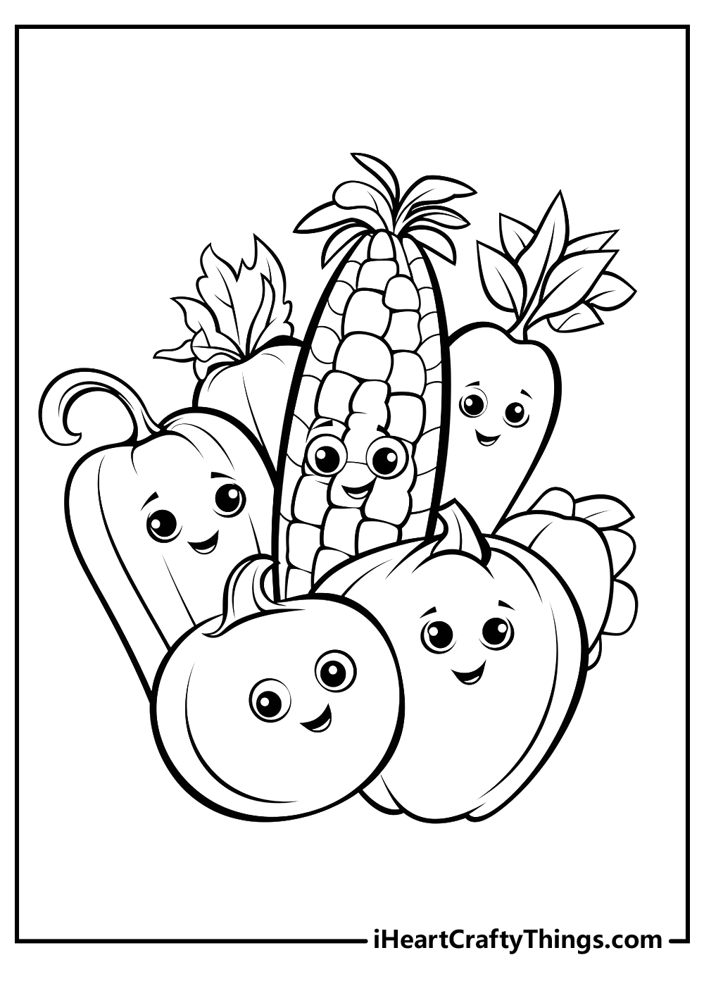 Vegetables coloring pages free printables