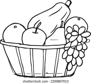 Fruit basket coloring page stock photos