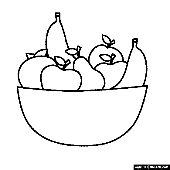 Bowl of fruit coloring page