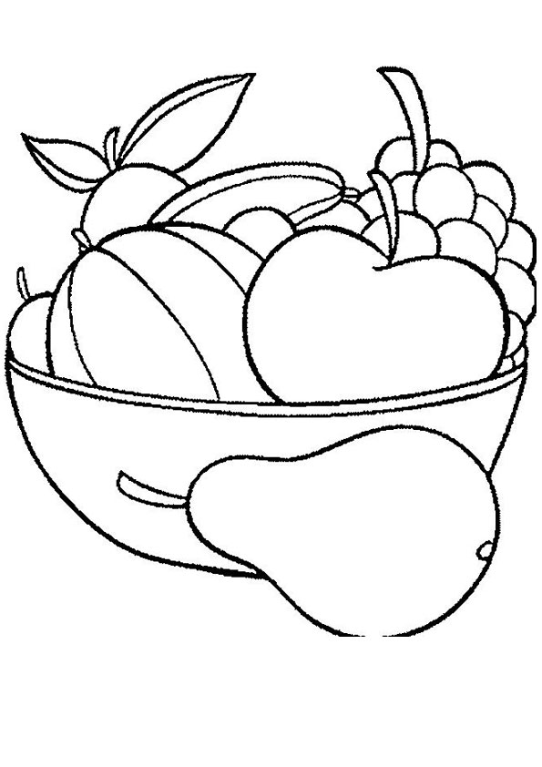 Coloring pages pears in bowl coloring page